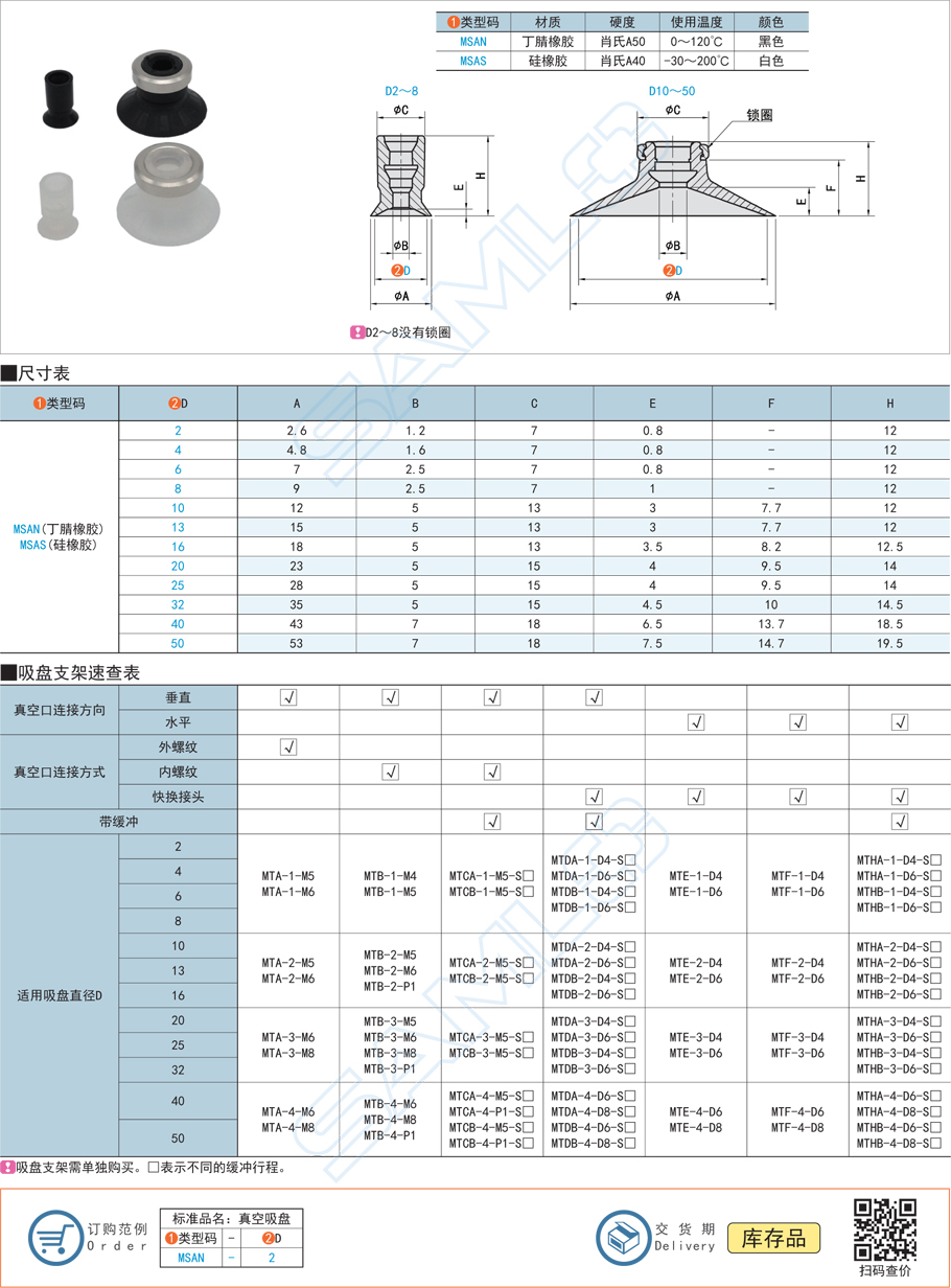 平型真空吸盘规格参数尺寸